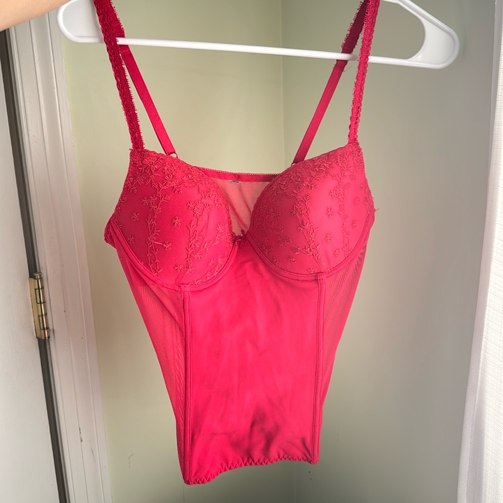 Y2K Vintage Elegant Red Lace Bustier Tank Top Feminine Romatic Sultry 90s